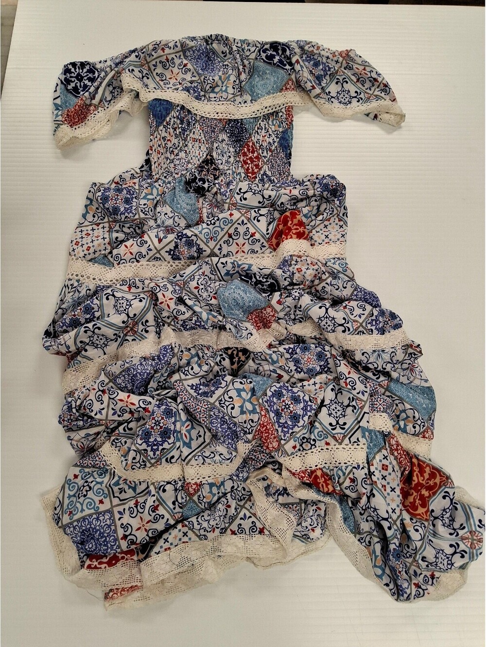 Tipsy Gypsy by Cristina Franco Bohemian Off-Shoulder Maxi Dress Size M/L - Picture 3 of 6